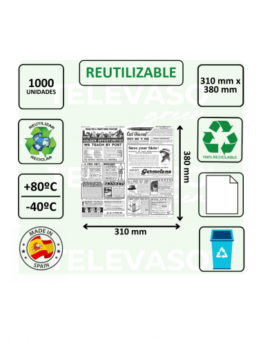Papel antigrasa con diseño TIMES para envolver hamburguesas, wraps y bocadillos de mayor tamaño.