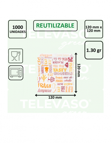 Bolsa de papel antigrasa PAROLE para servir patatas fritas, snacks y aperitivos.