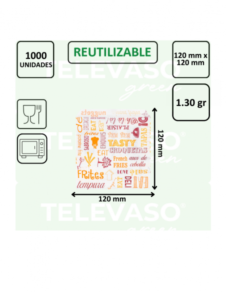 Bolsa de papel antigrasa PAROLE para servir patatas fritas, snacks y aperitivos.