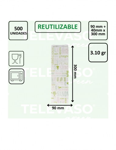 Bolsa de papel antigrasa PAROLE para baguettes, bocadillos y paninis.