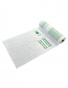 Bolsa compostable en rollo de 30 × 40 cm para frutas, verduras y productos frescos.