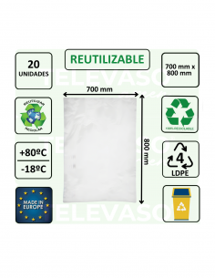 Bolsas de basura blancas resistentes de 55 litros para hostelería, oficinas, clínicas y comercios. 2