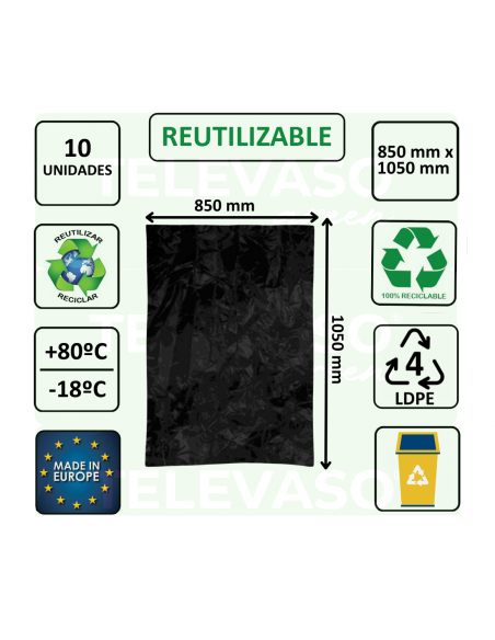 Saco de basura negro económico de gran capacidad para hostelería, comercios e industria.