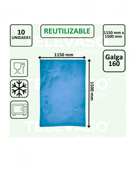 Sacos de basura azules de alta resistencia para contenedores industriales y uso profesional.