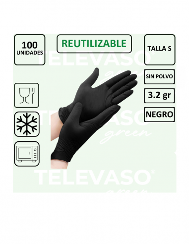 Guantes de nitrilo negro desechables para hostelería, alimentación, barberías, tatuajes y uso profesional.