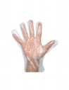 Guantes desechables de HDPE transparentes para manipulación higiénica de alimentos.