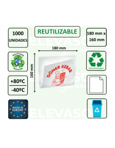 Bolsa de papel antigrasa KEBAB abierta por dos lados para kebabs, hamburguesas y bocadillos. 2