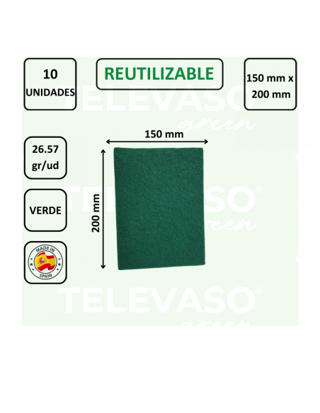 ESTROPAJO FIBRA VERDE 20x15x0.7CM