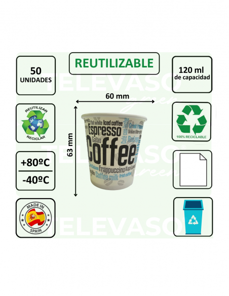 VASO PAPEL 60 mm CAPPUCCINO  PARA CAFÉ 120 ml (4oz)