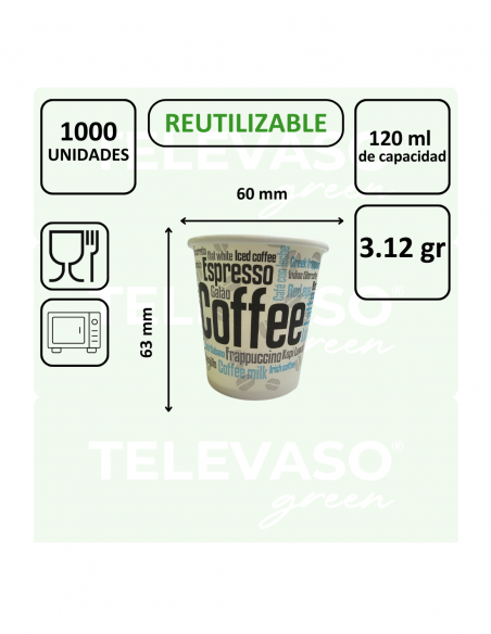 VASO PAPEL 60 mm CAPPUCCINO  PARA CAFÉ 120 ml (4oz)