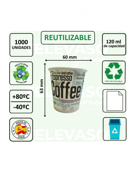 VASO PAPEL 60 mm CAPPUCCINO  PARA CAFÉ 120 ml (4oz)