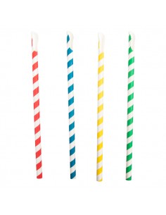 Cañitas de papel con cuchara ideales para smoothies, granizados y bebidas frías.