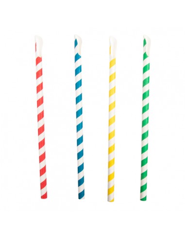 Cañitas de papel con cuchara ideales para smoothies, granizados y bebidas frías.