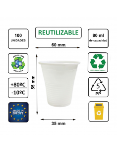 Vaso termoconformado de PP blanco 80 ml, ideal para salsas y degustaciones. 2