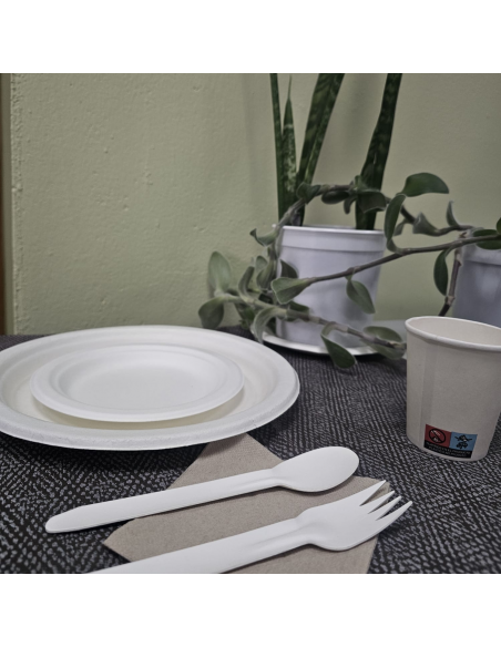 Set completo de menaje desechable para 50 personas ideal para fiestas, eventos y celebraciones.