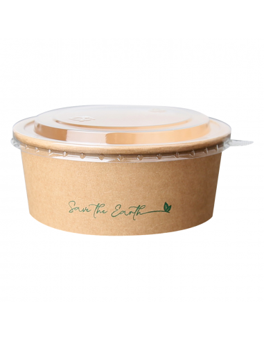 Ensaladera de rPET de 1000 ml con tapa transparente, ideal para ensaladas, pokes y platos preparados fríos.