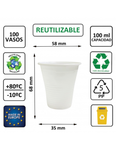 Vaso termoconformado de PP blanco 100 ml, ideal para degustaciones y postres. 2